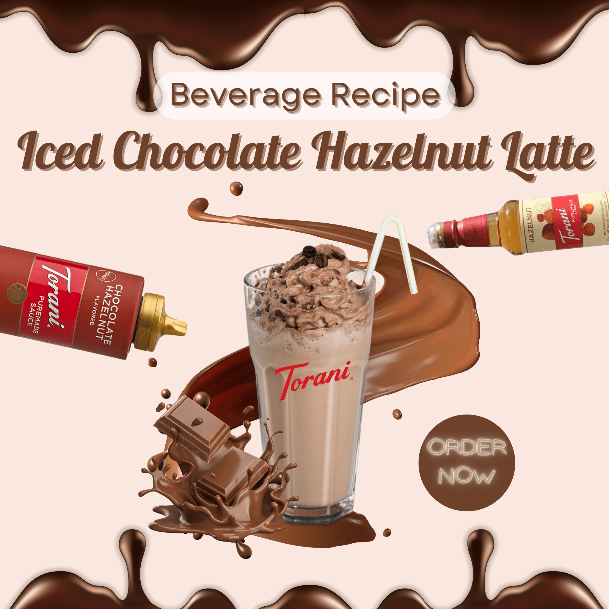 【Beverage Recipe | Torani ❄️Iced Chocolate Hazelnut Latte ❄️】